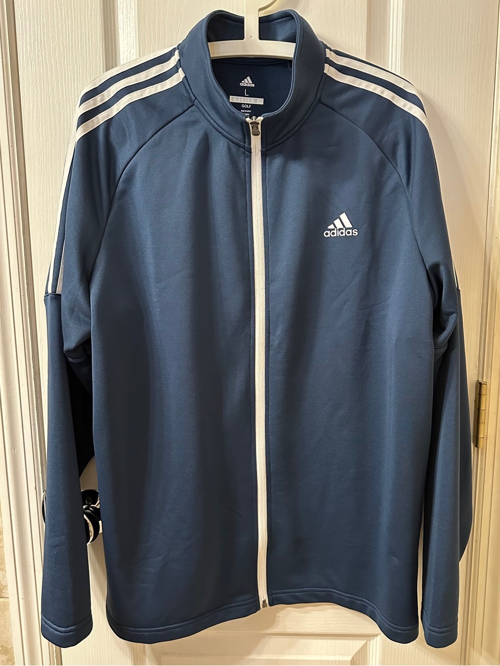 adidas Navy Blue Full-Zip Track Jacket with White Trim